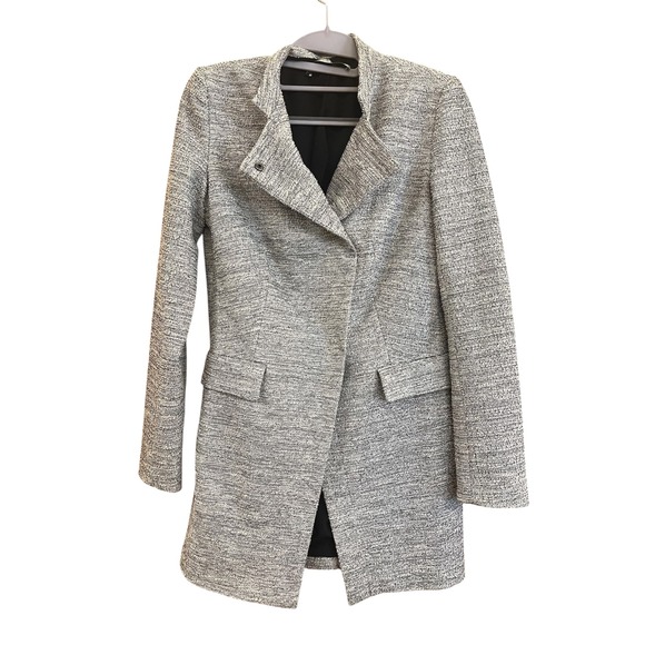 Dex Jackets & Blazers - Dex The Suit Shop‎ New York Grey Tweed Asymmetrical Snap Front Blazer XS Classic